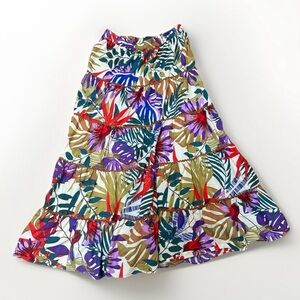 Truly 4 You Cotton Blend Tiered Maxi Skirt Multicolor Tropical Floral Print Sz L